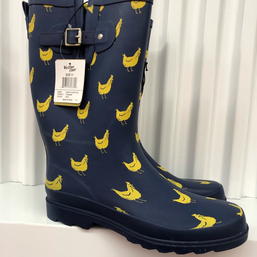 Western Chief Funky Flock Tall Rain Boots Size 11 - Picture 4 of 16